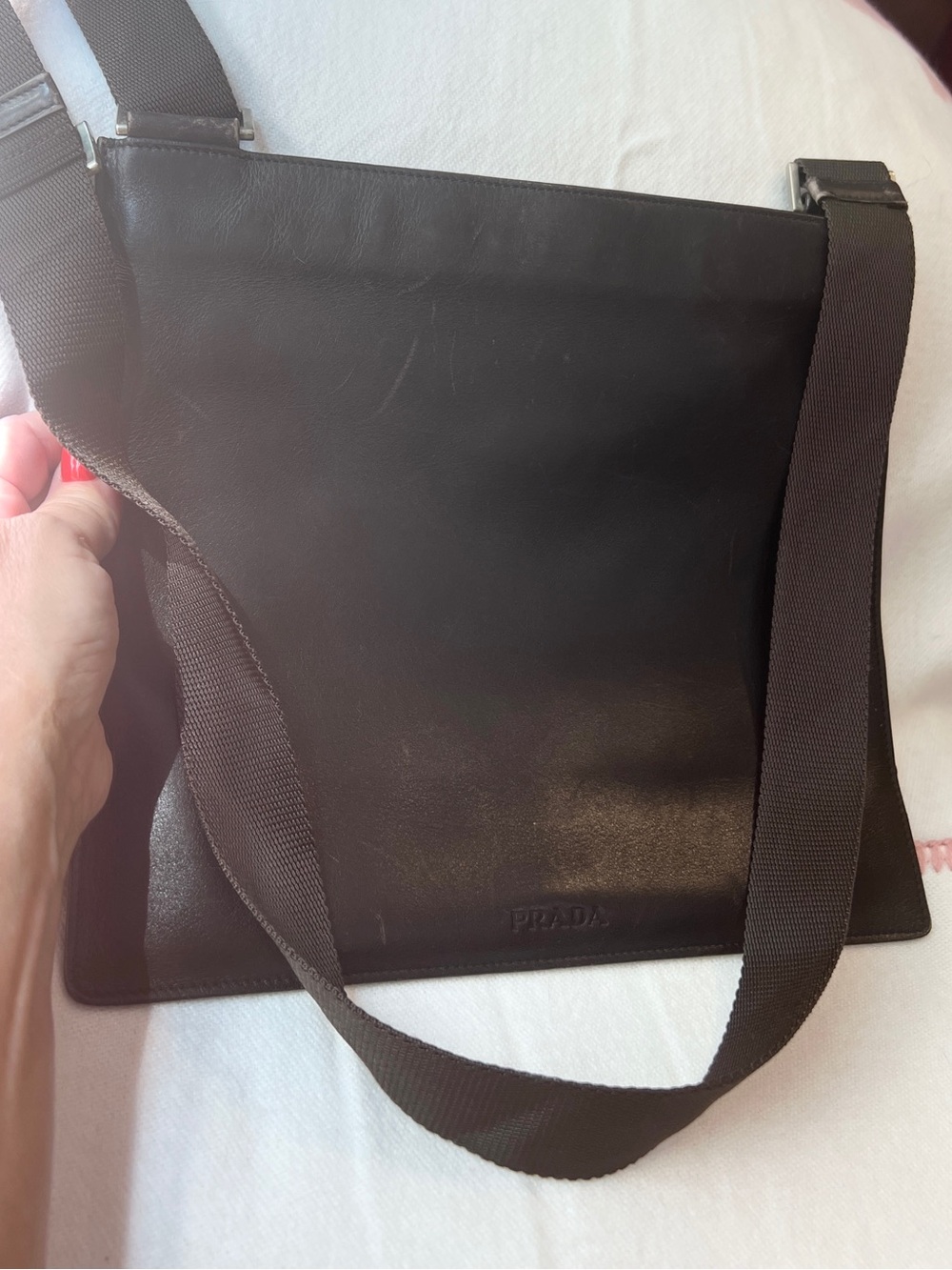 Prada⭐️Brown Embossed Leather Crossbody Bag